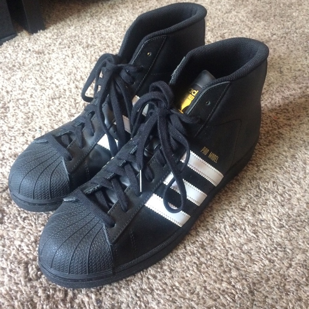 Adidas Black pro model high tops